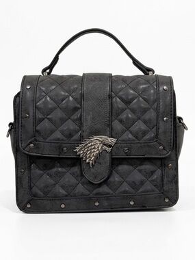 Game of Thrones House Stark Quilted Black Direwolf Sigil Bioworld Handbag